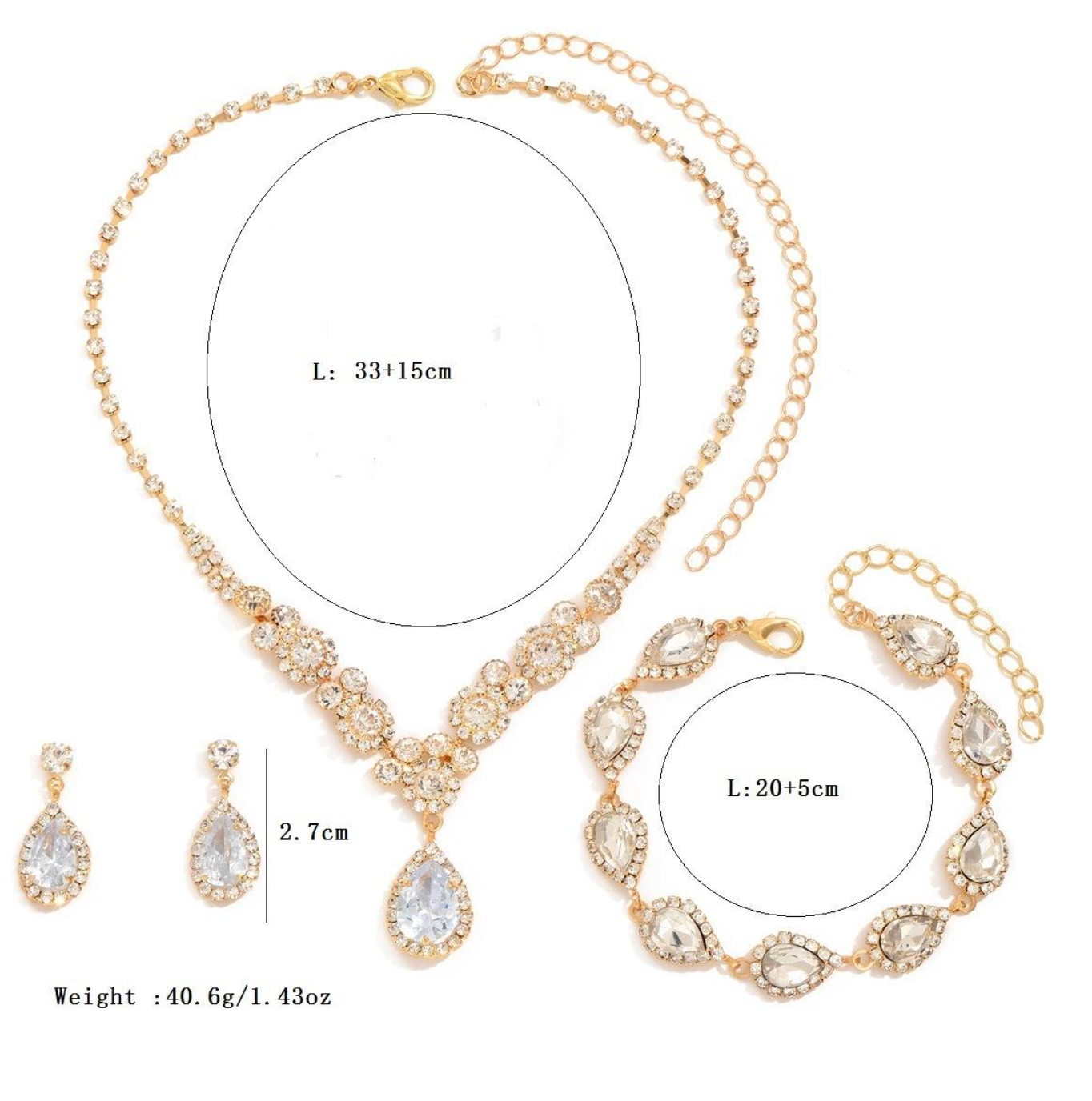 Manna Golden Trio Jewelry Set